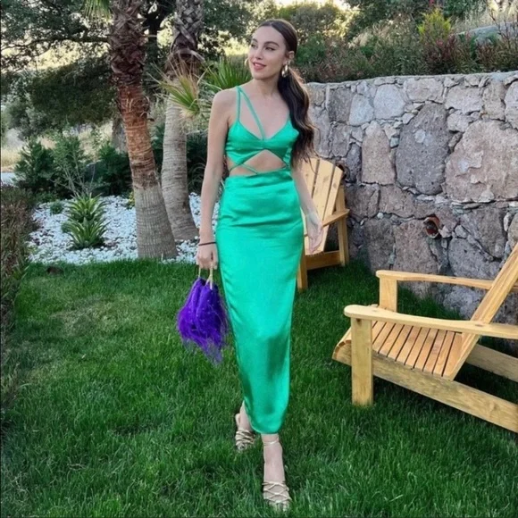 NWT Zara Asymmetric Satin Effect Dress - Picture 12 of 16